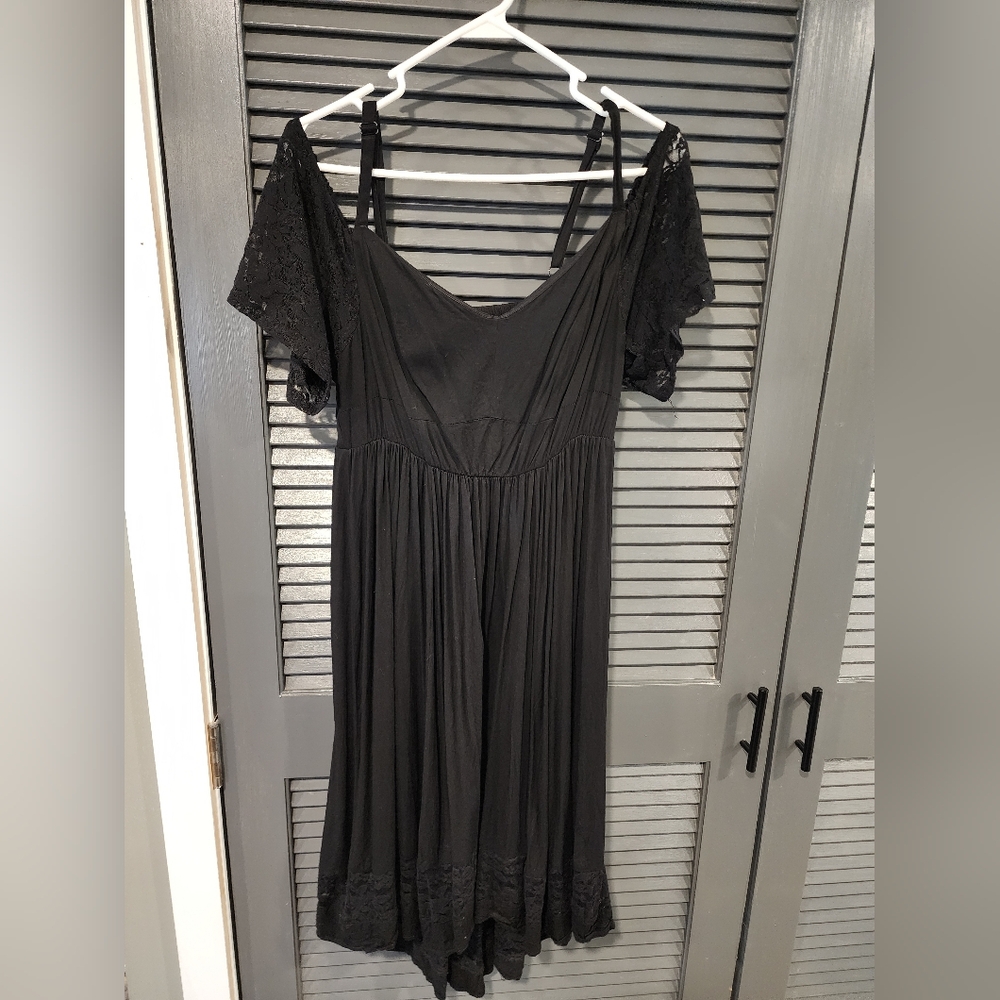 Torrid Black Ribbed V-Neck High Low Dress